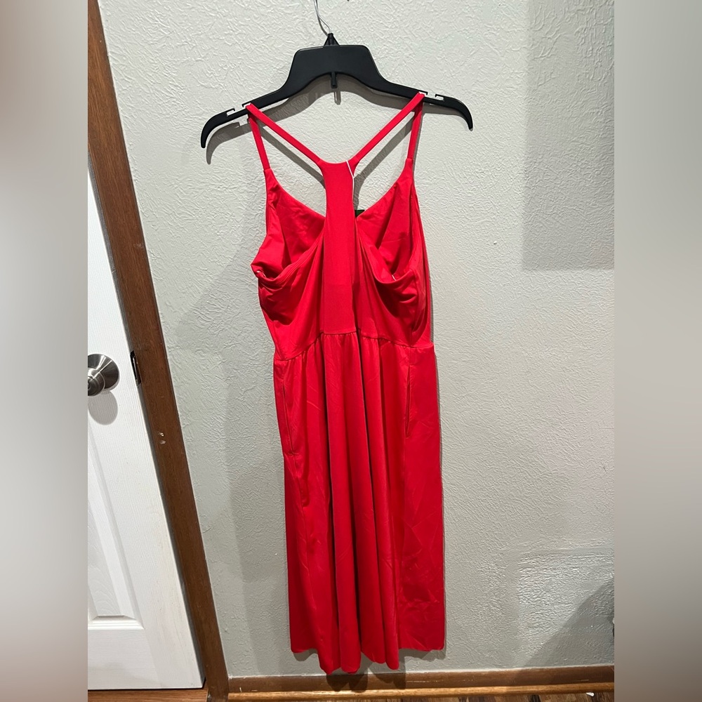 HALARA Bold Red Racerback Maxi Dress NWT Size L Side Slit - Picture 2 of 3